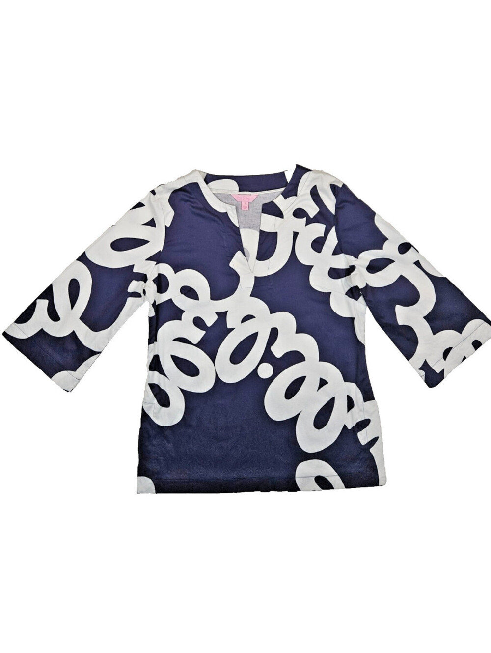 Lilly Pulitzer navy & white "Loopy Lilly" Mojito tunic top size